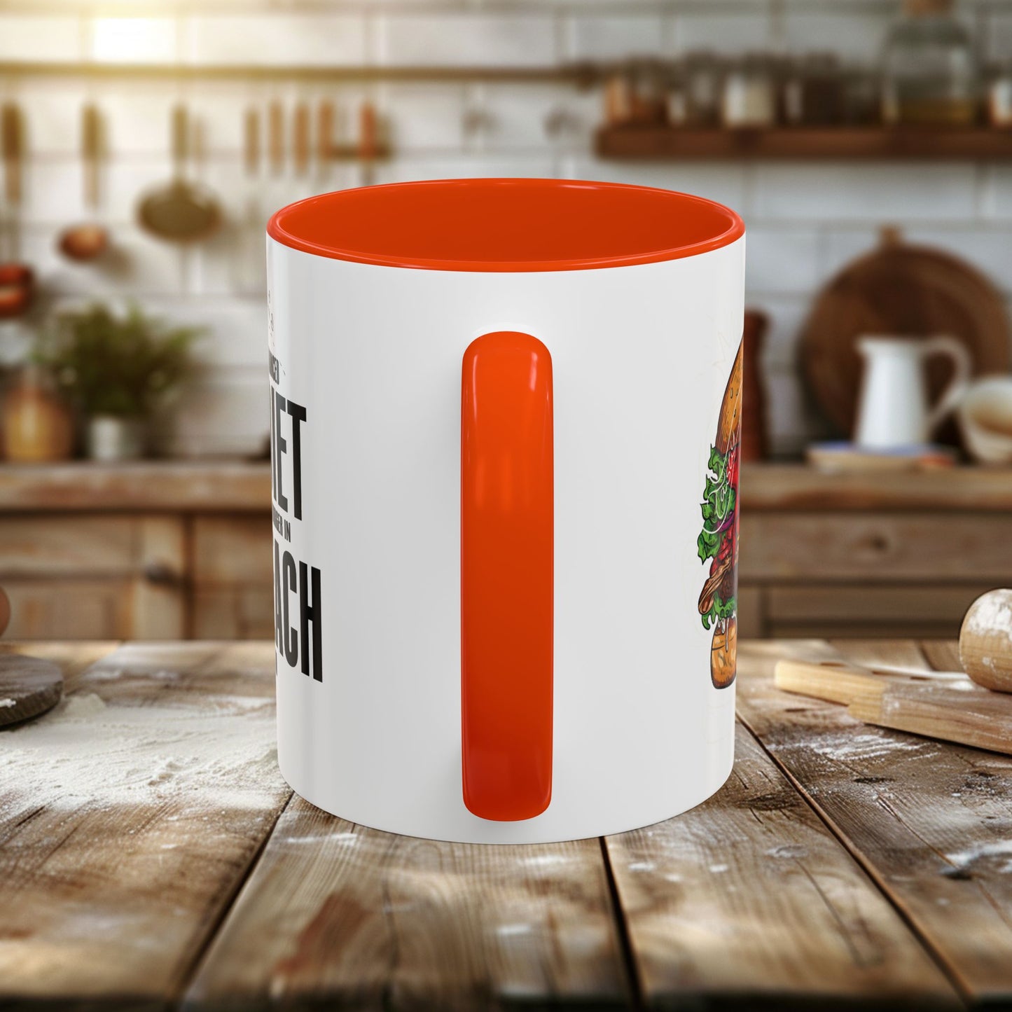 colorful mugs (11oz, 15oz) - a balanced diet is a burger in each hand - funny food quote