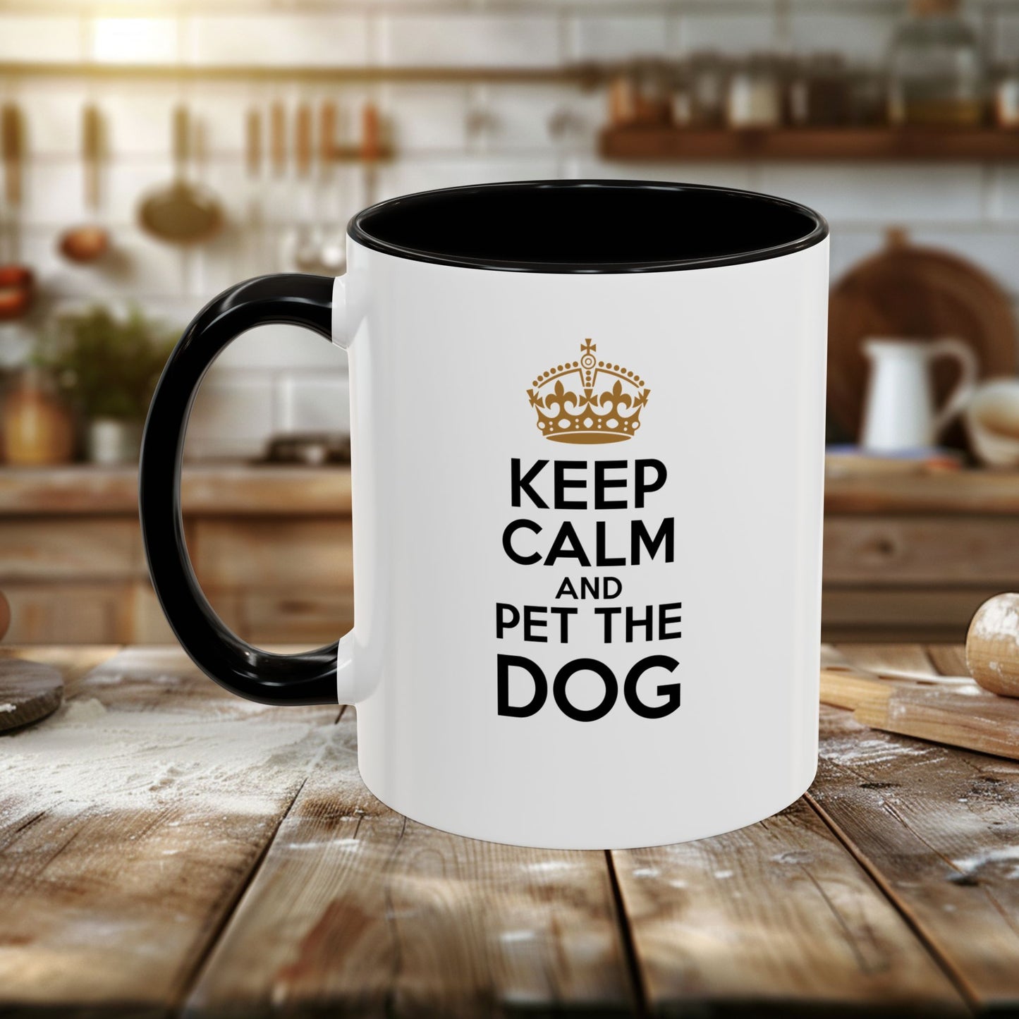 colorful mugs (11oz, 15oz) - keep calm and pet the dog | funny dog lover gift | cute pet quote design