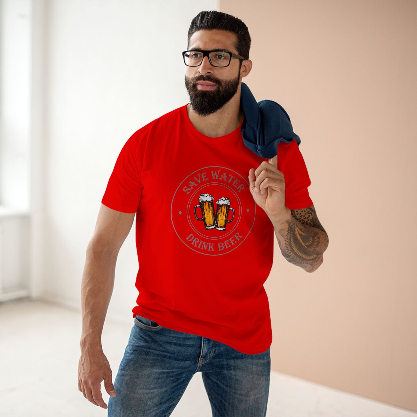 mens t-shirt - drink beer