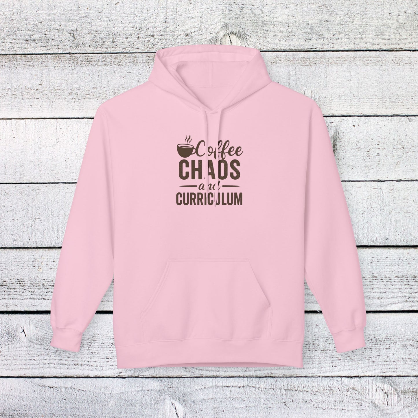 unisex softstyle hoodie - coffee, chaos, and curriculum design. teachers with attitude.