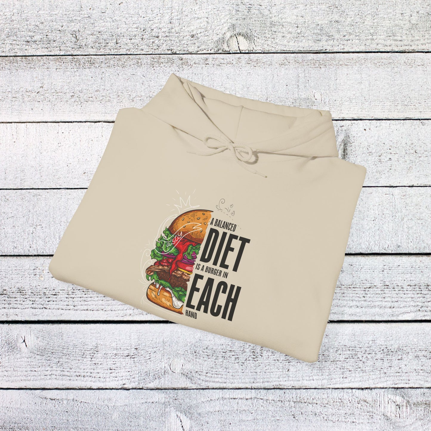 unisex heavy blend™ hooded sweatshirt - a balanced diet is a burger in each hand - funny food quote