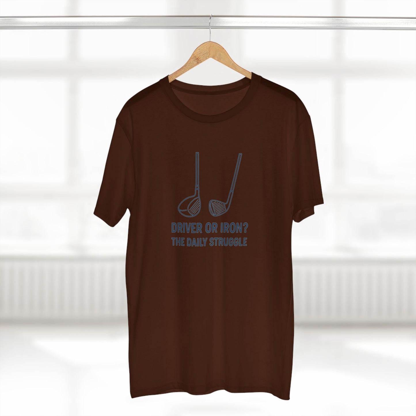 men's stable tee: driver or iron? the daily struggle. golf t-shirt.