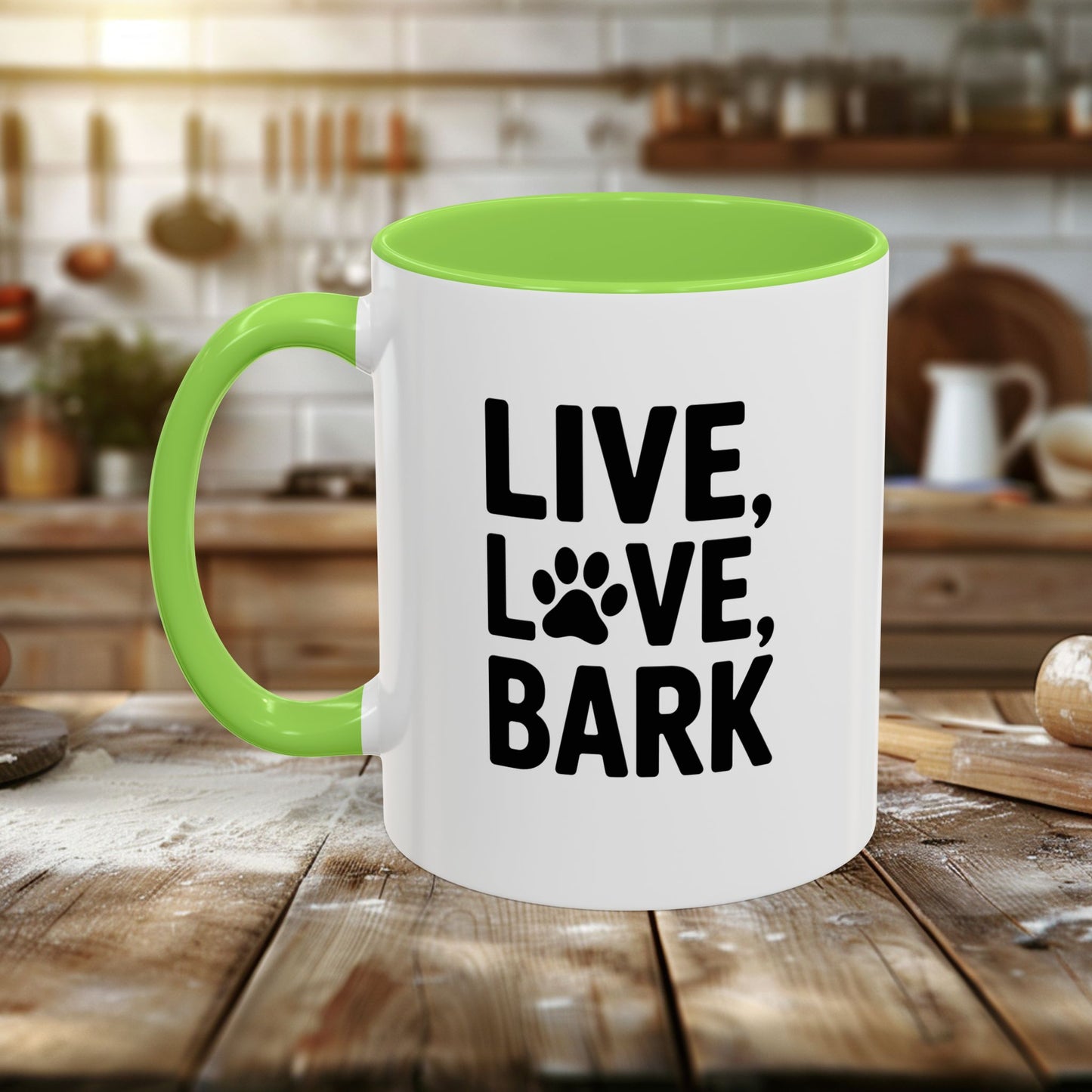 colorful mugs (11oz, 15oz) - live love bark | funny dog lover gift | cute pet quote design