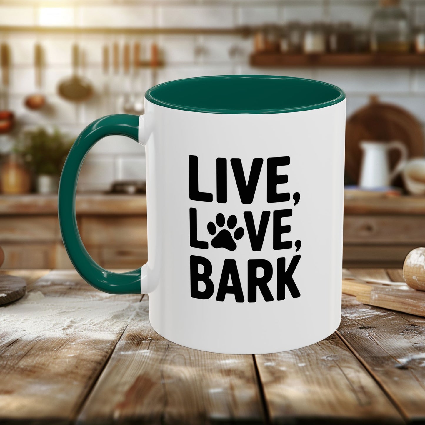 colorful mugs (11oz, 15oz) - live love bark | funny dog lover gift | cute pet quote design