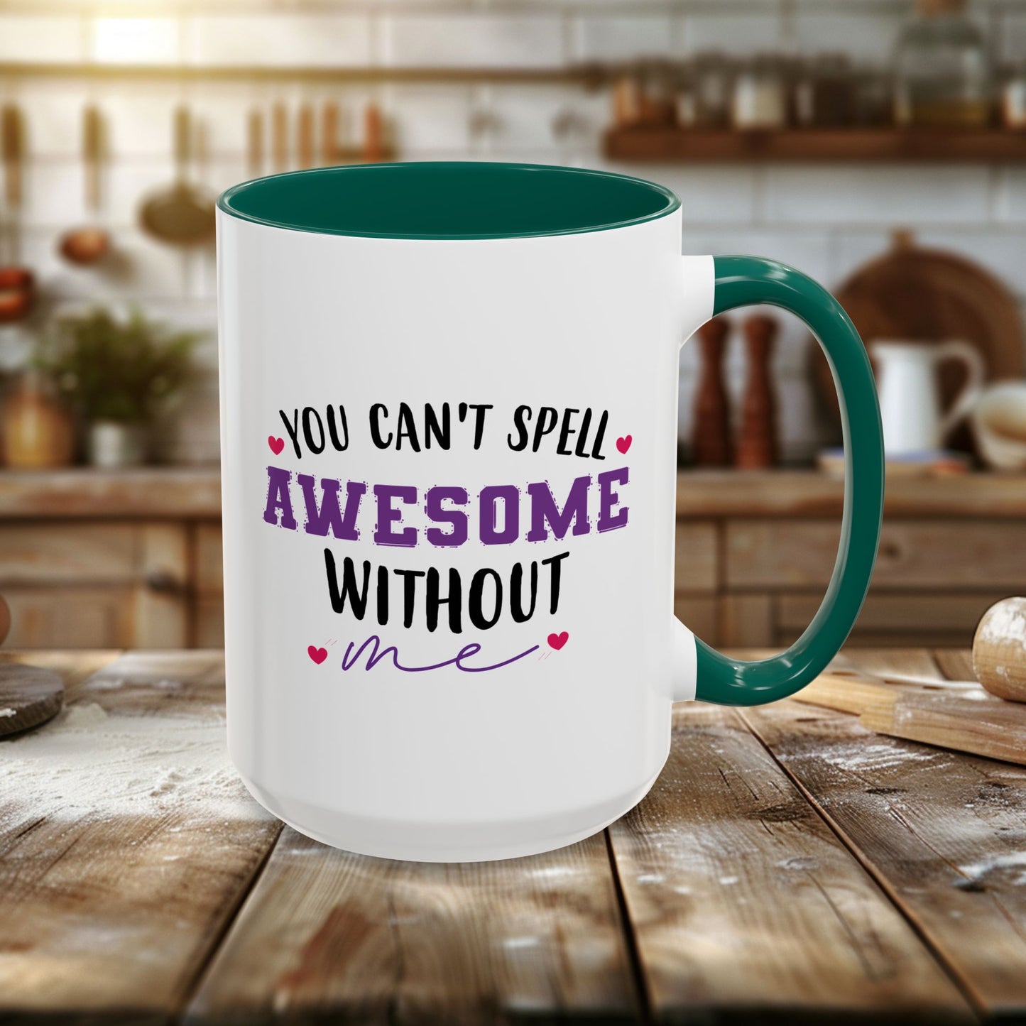 colorful mugs (11oz, 15oz) - you can’t spell awesome without me - funny confidence quote
