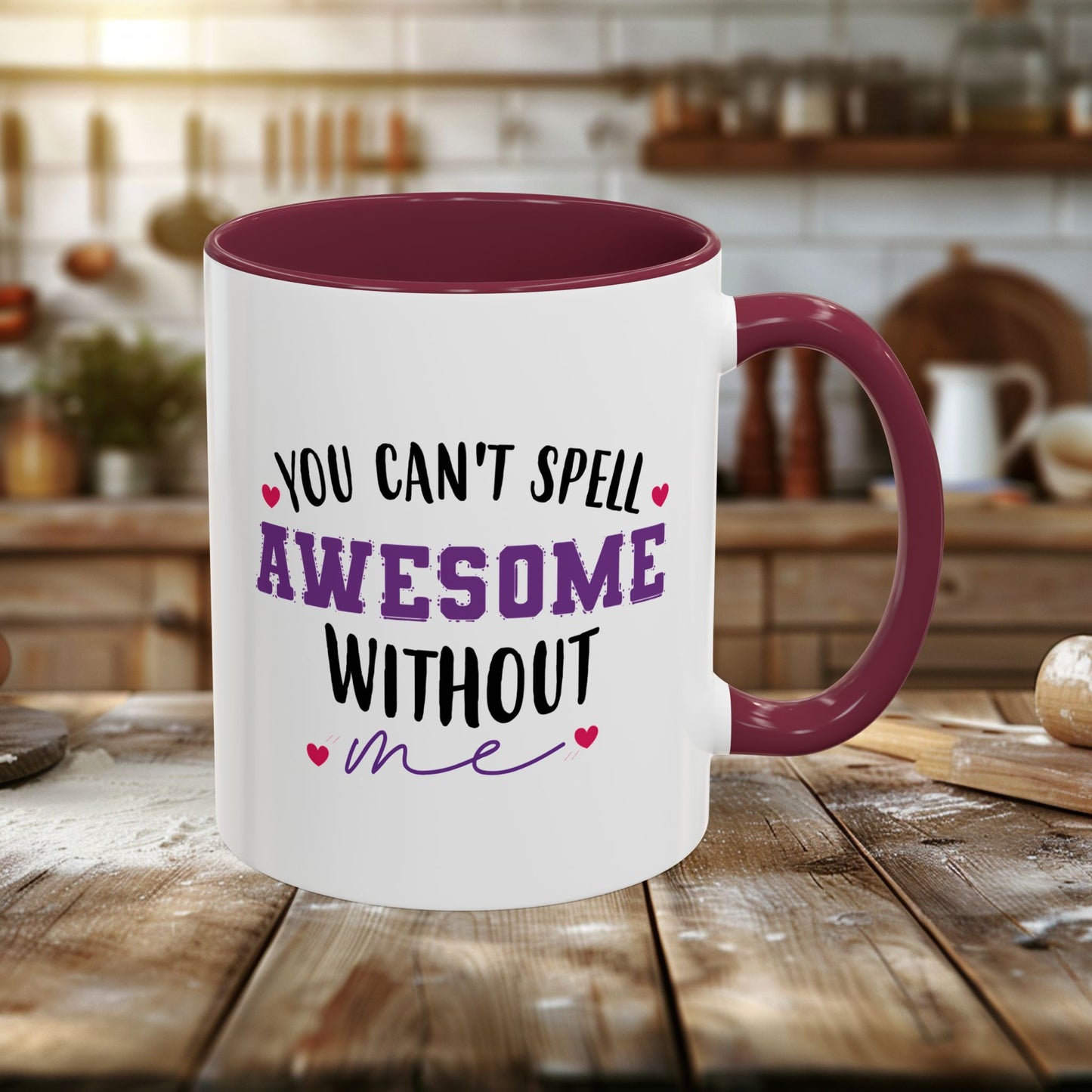 colorful mugs (11oz, 15oz) - you can’t spell awesome without me - funny confidence quote