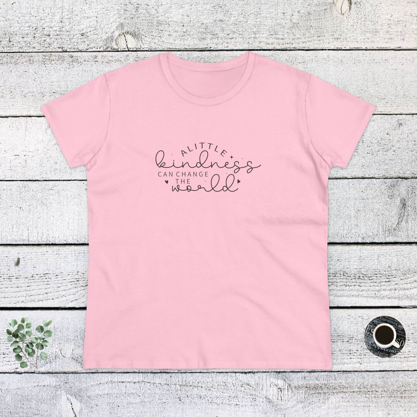 women's midweight cotton tee - a little kindness, a little less judgment - kindness quote