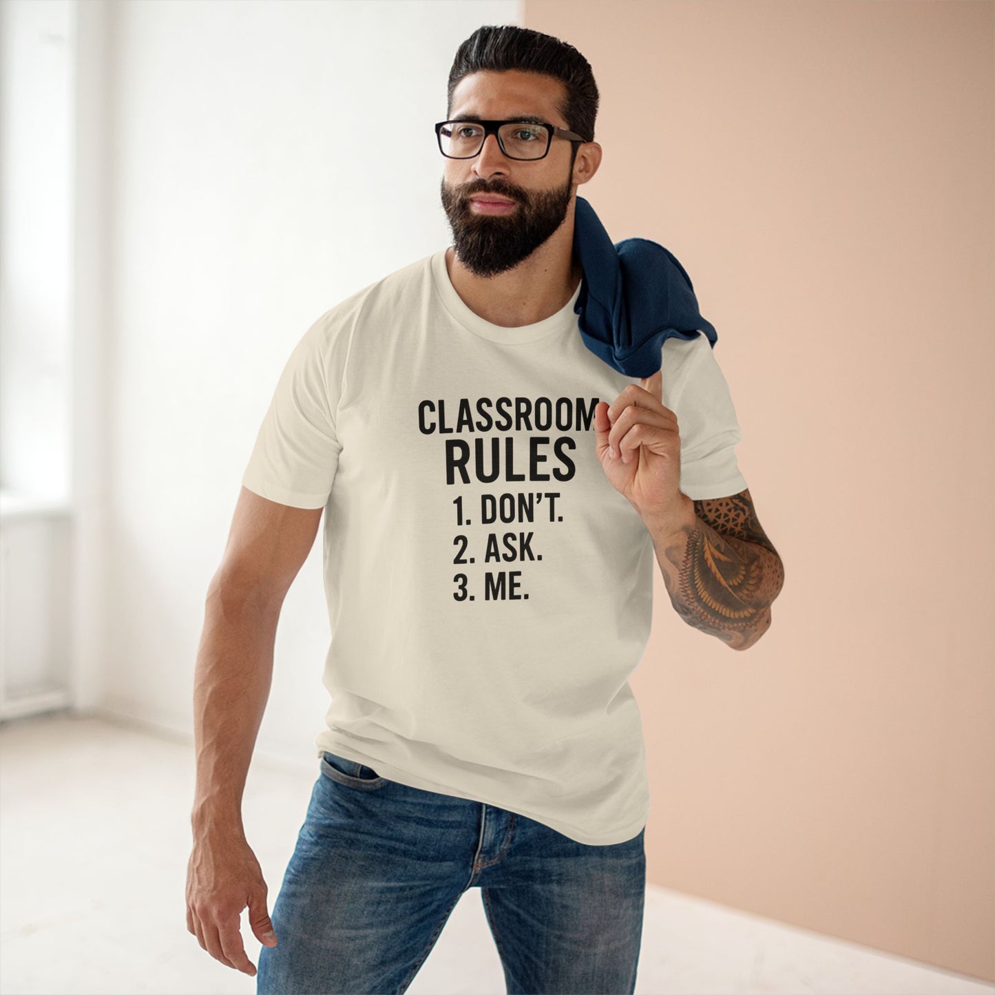 stylish men's stable tee - classroom rules design. teachers with attitude.
