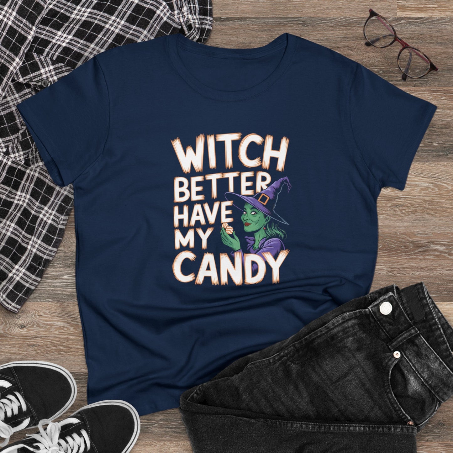 women's t-shirt, women's tee, women's halloween, funny gift, witch!