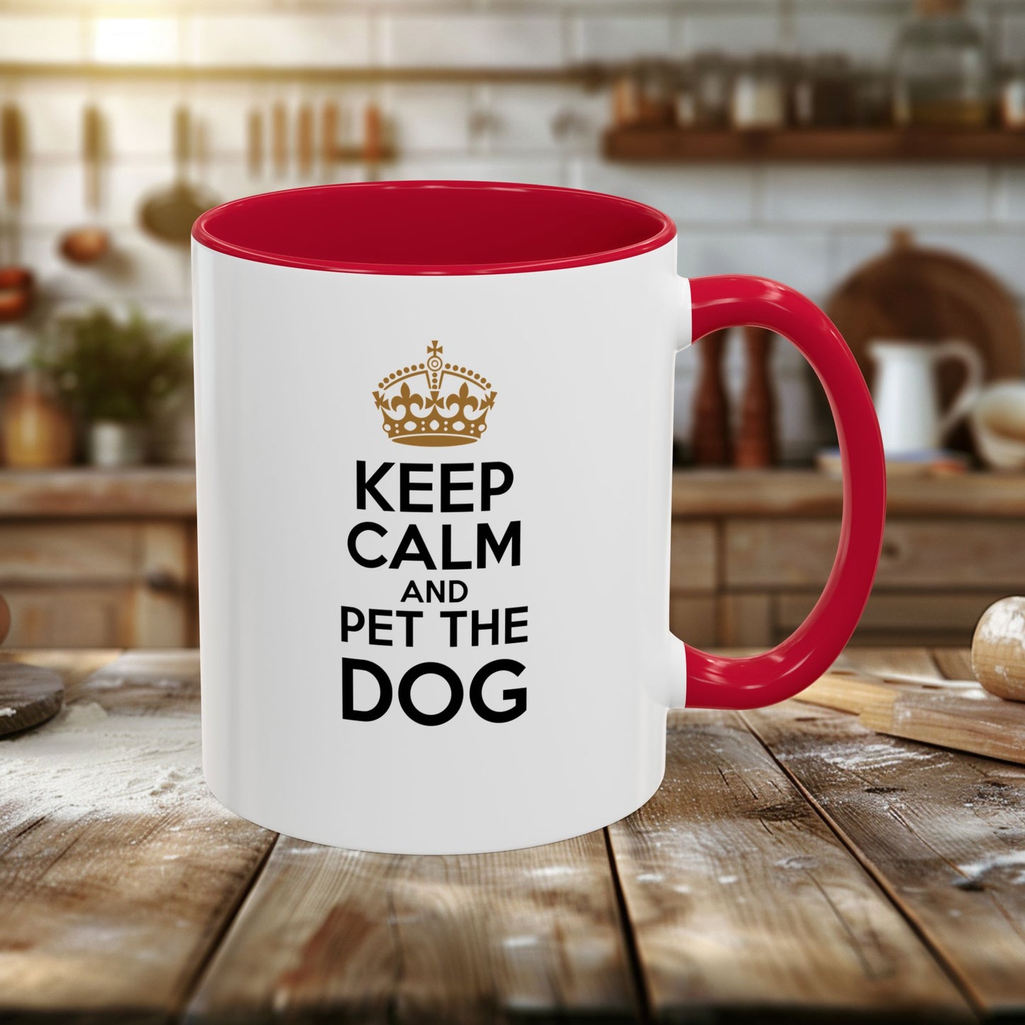 colorful mugs (11oz, 15oz) - keep calm and pet the dog | funny dog lover gift | cute pet quote design