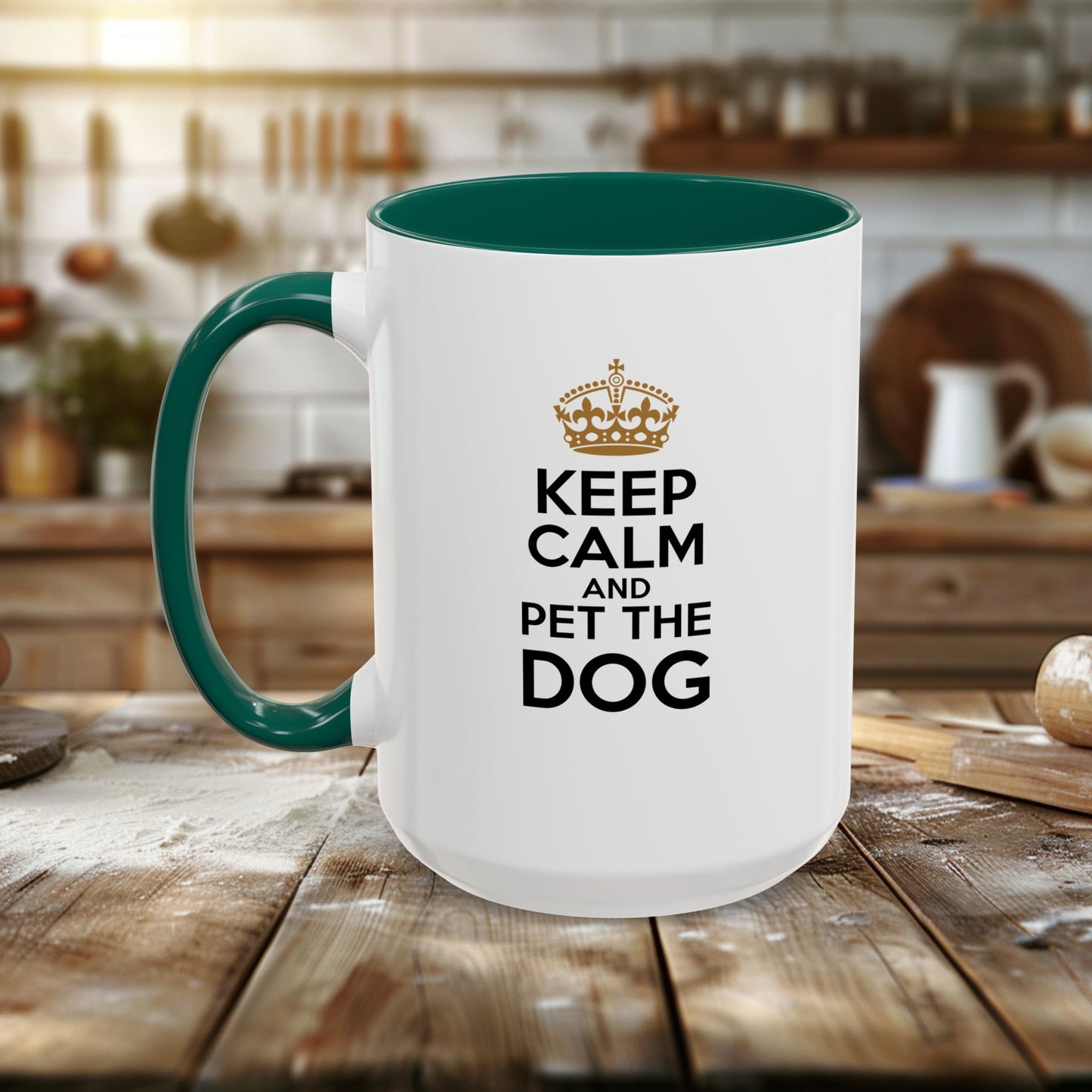 colorful mugs (11oz, 15oz) - keep calm and pet the dog | funny dog lover gift | cute pet quote design