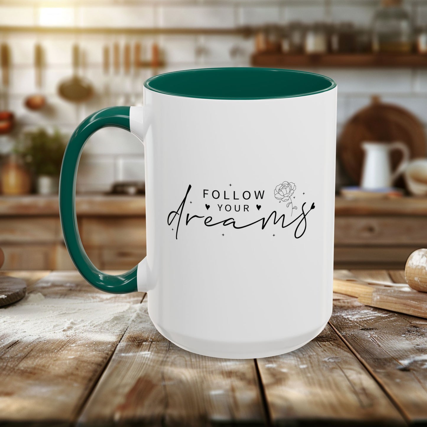 colorful mugs (11oz, 15oz) - follow your dreams - dream big quote