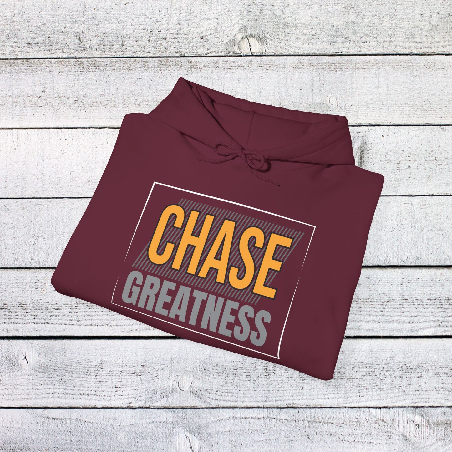 unisex heavy blend™ hooded sweatshirt - chase greatness - bold motivation quote