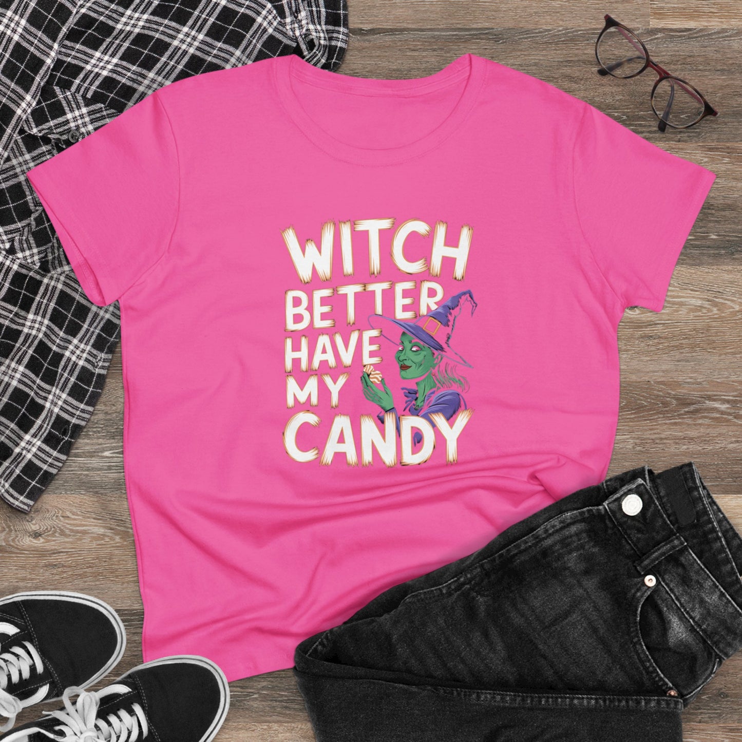 women's t-shirt, women's tee, women's halloween, funny gift, witch!