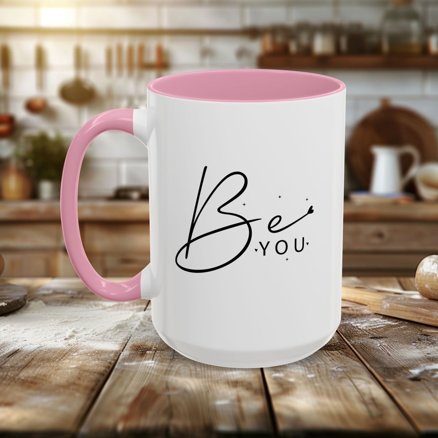 colorful mugs (11oz, 15oz) - be you - simple and powerful self-love quote