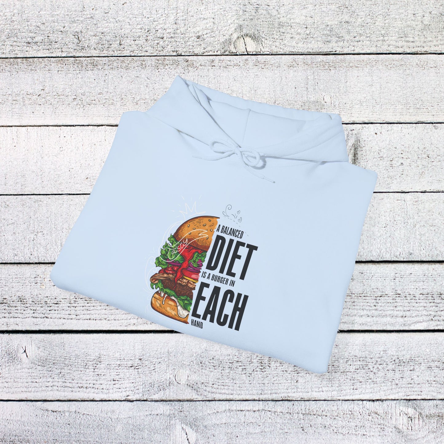 unisex heavy blend™ hooded sweatshirt - a balanced diet is a burger in each hand - funny food quote