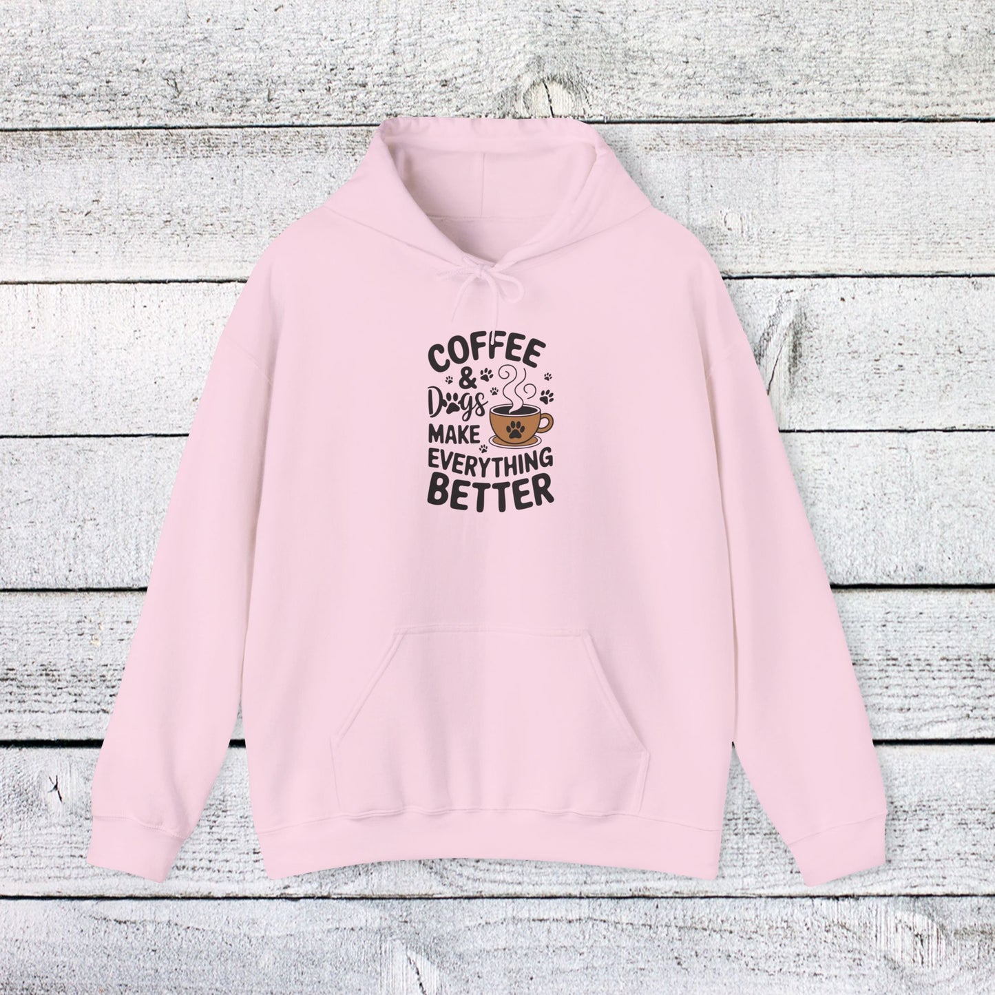 unisex heavy blend™ hooded sweatshirt - coffee and dogs make everything better | funny dog lover gift | cute pet quote design
