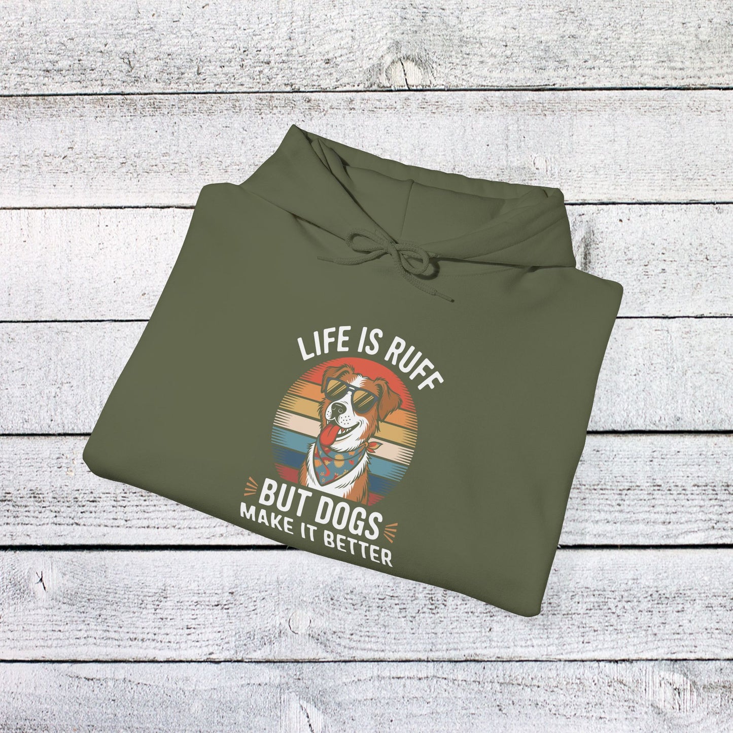 unisex heavy blend™ hooded sweatshirt - live is ruff, but dogs make it better | funny dog lover gift | cute pet quote design