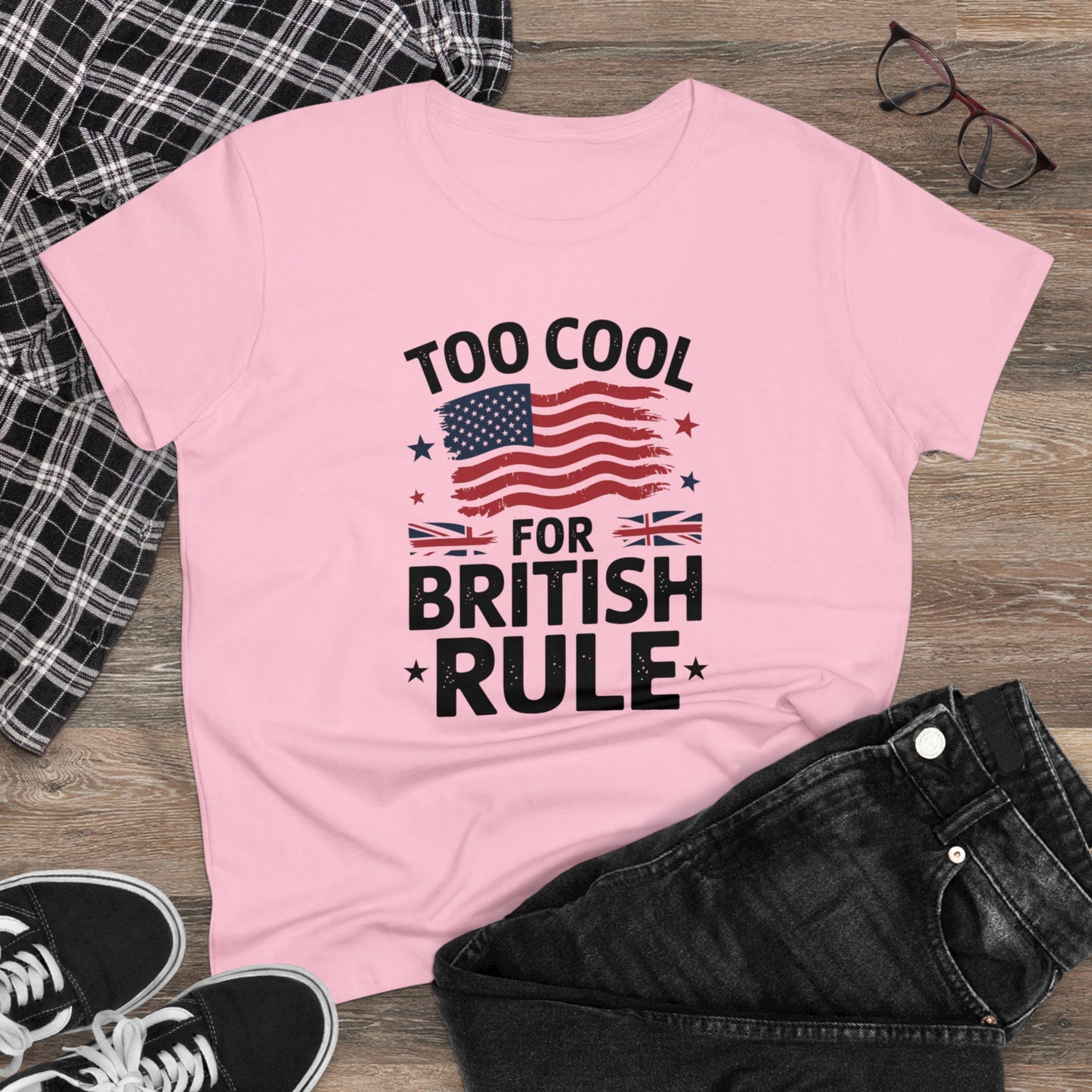 women's' t-shirt, women's tee, funny gift, too cool for british rule!
