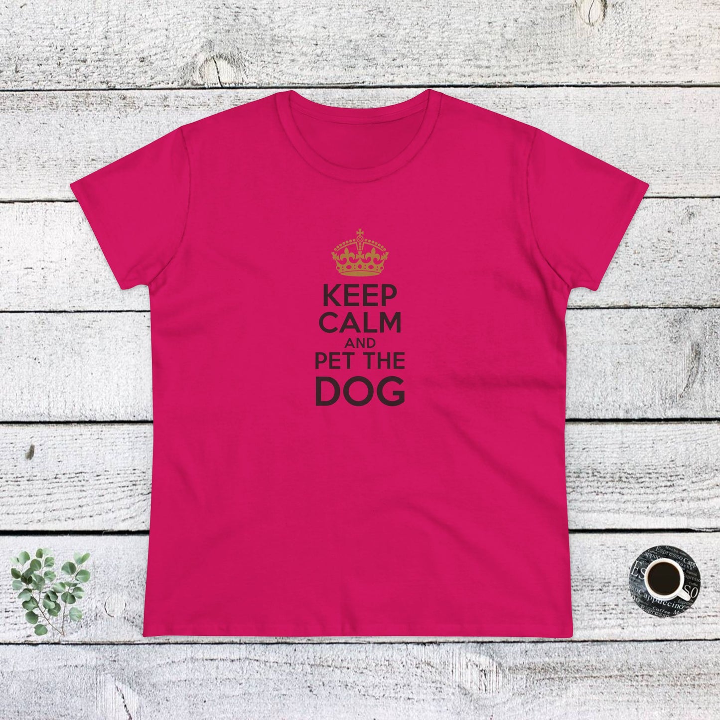 women's midweight cotton tee - keep calm and pet the dog | funny dog lover gift | cute pet quote design