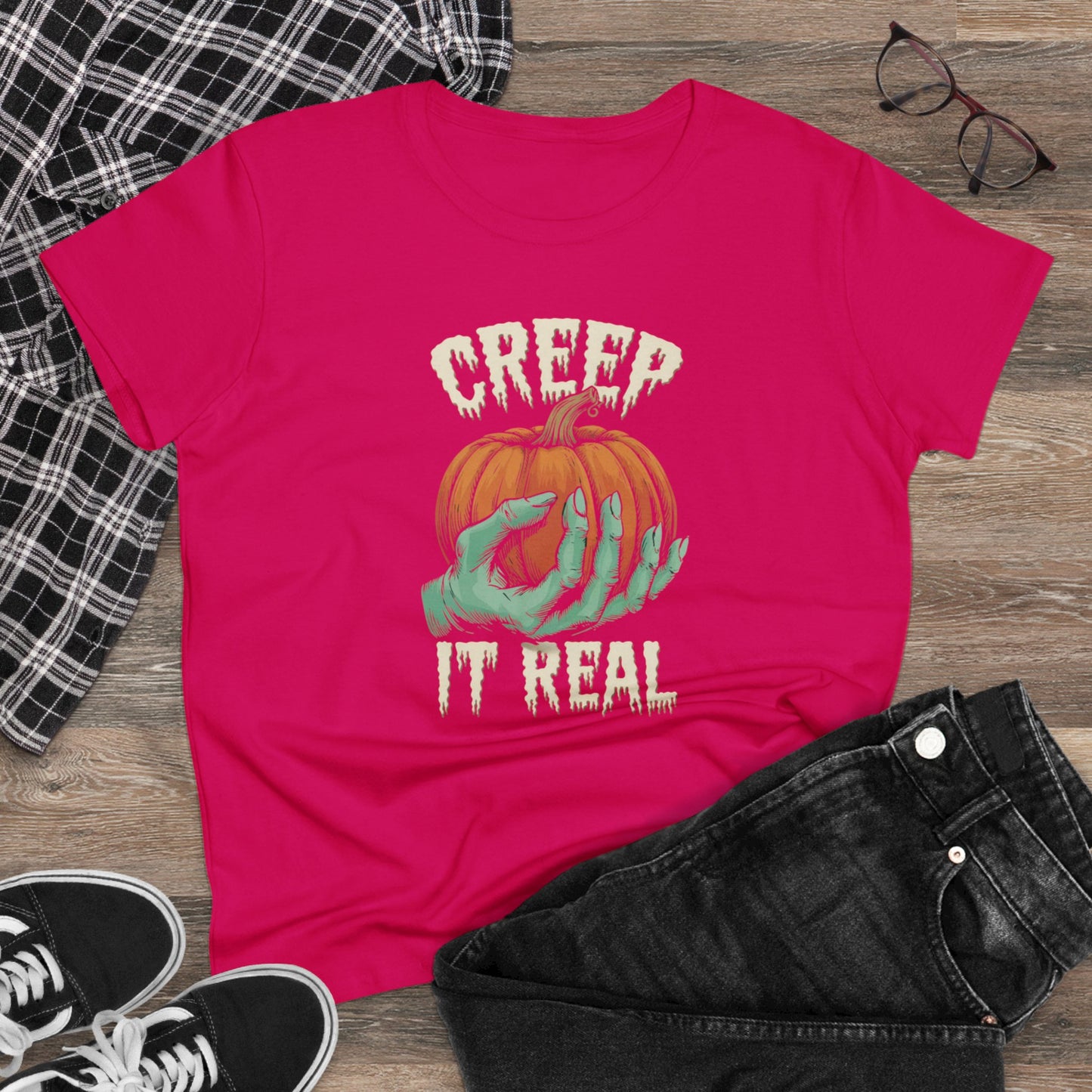 women's t-shirt, women's tee, halloween, funny gift, creep it real!