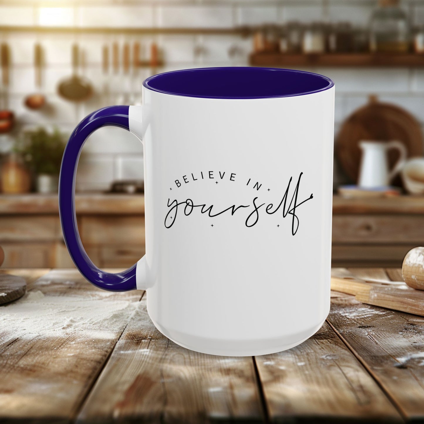colorful mugs (11oz, 15oz) - believe in yourself - classic self-esteem booster