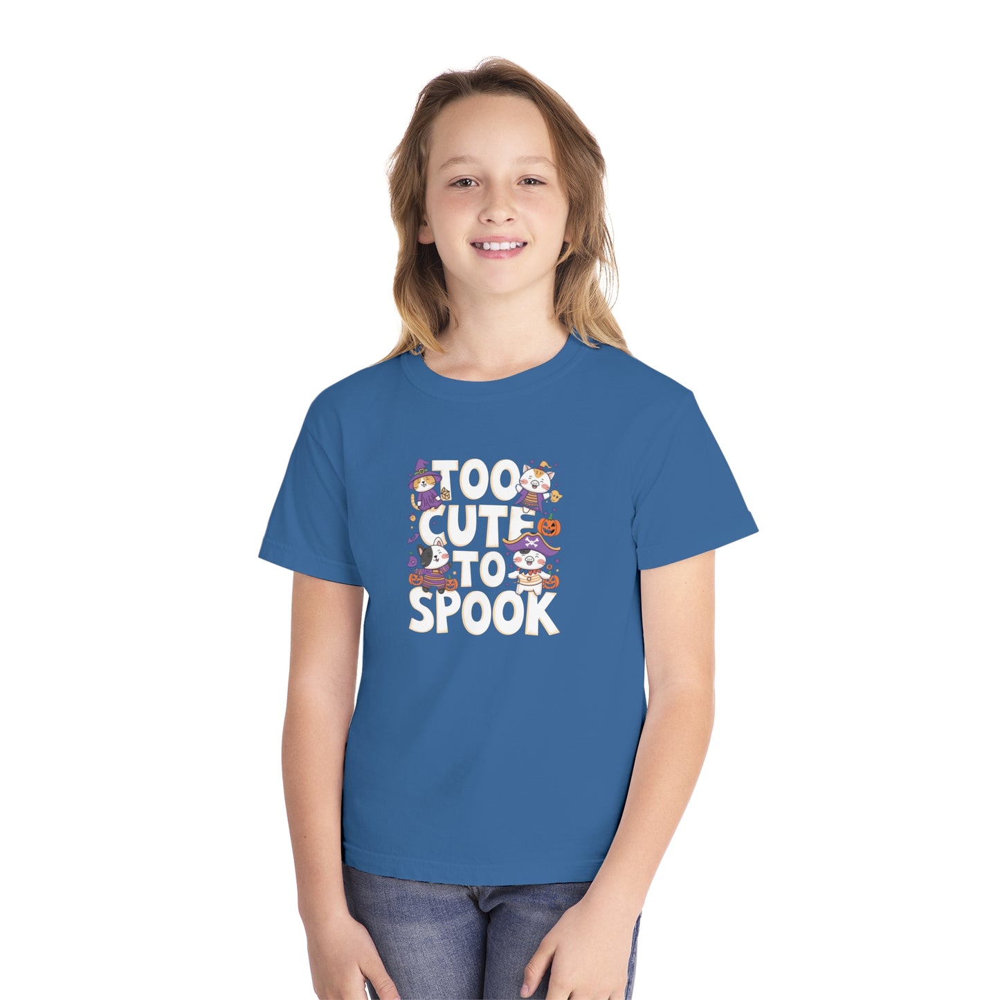 youth t-shirt, youth halloween t-shirt, too cute to spook!