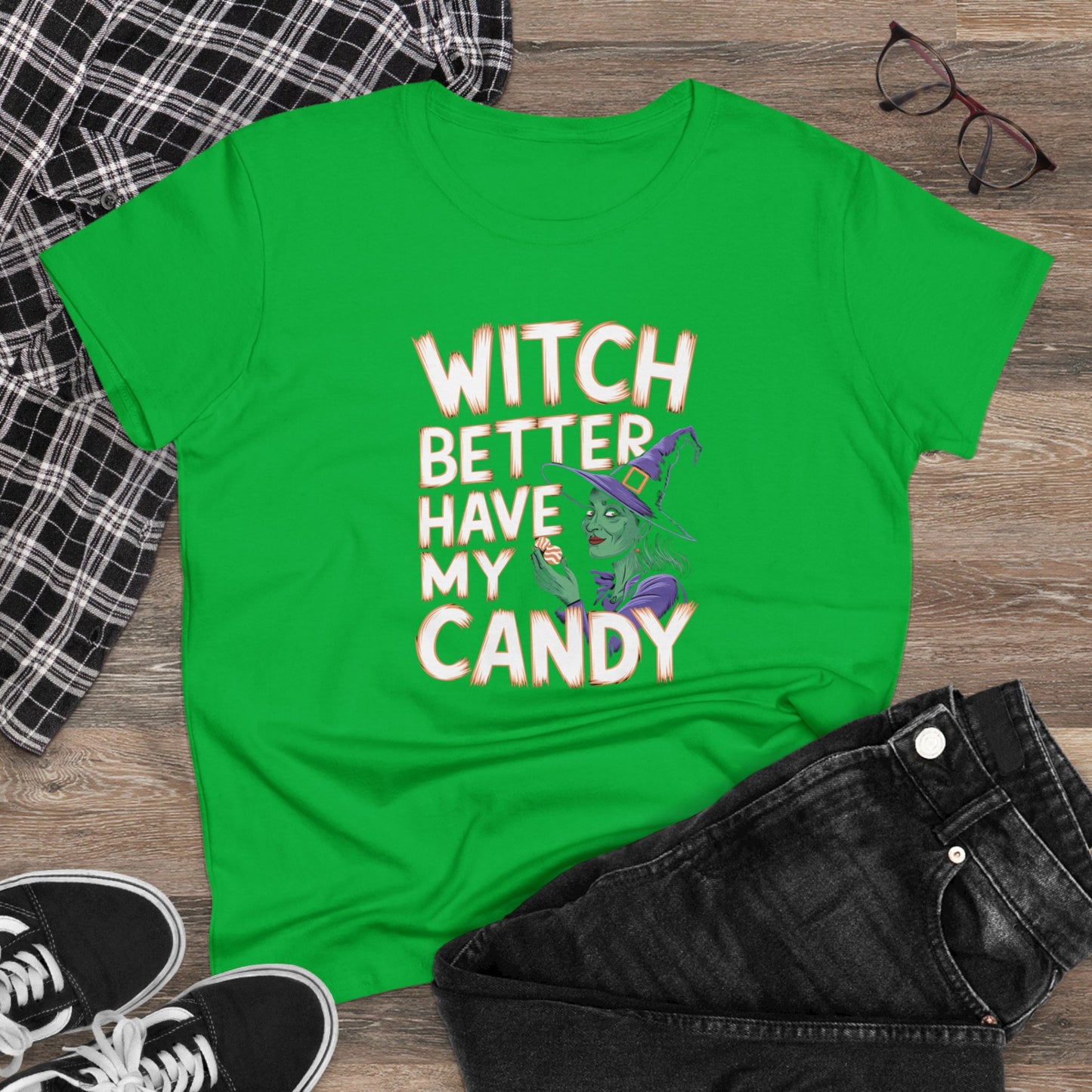 women's t-shirt, women's tee, women's halloween, funny gift, witch!
