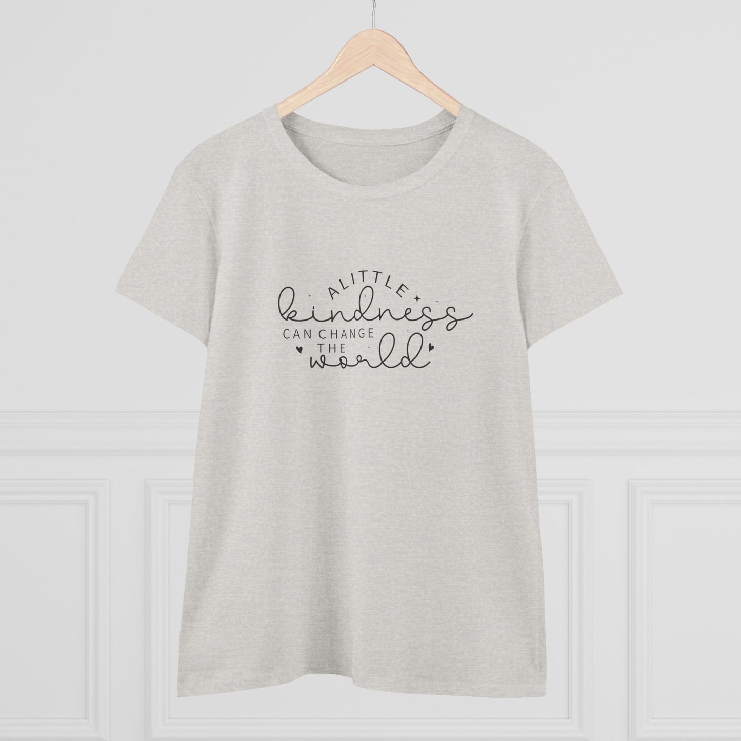 women's midweight cotton tee - a little kindness can change the world - positive quote
