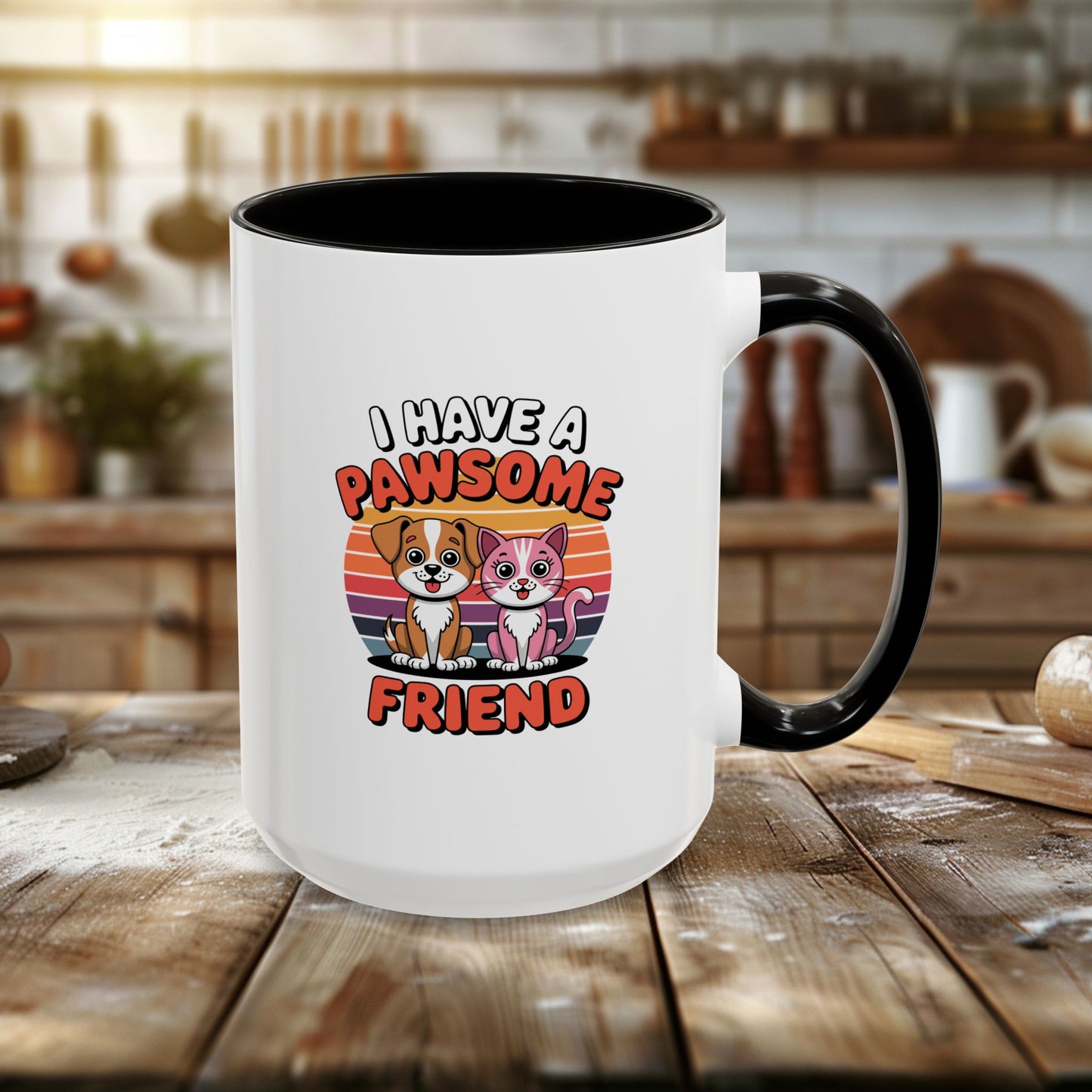 colorful mugs (11oz, 15oz) - i have a pawesome friend | funny dog lover gift | cute pet quote design