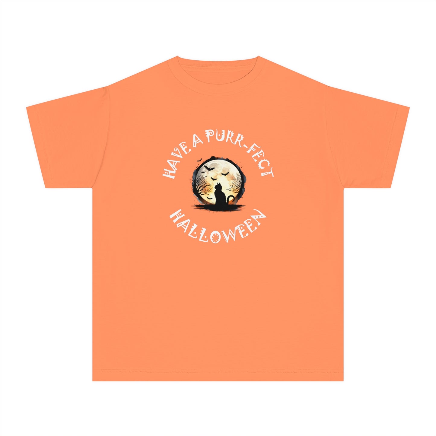 youth t-shirt, girls tee, cat lovers halloween - have a purr_fect halloween
