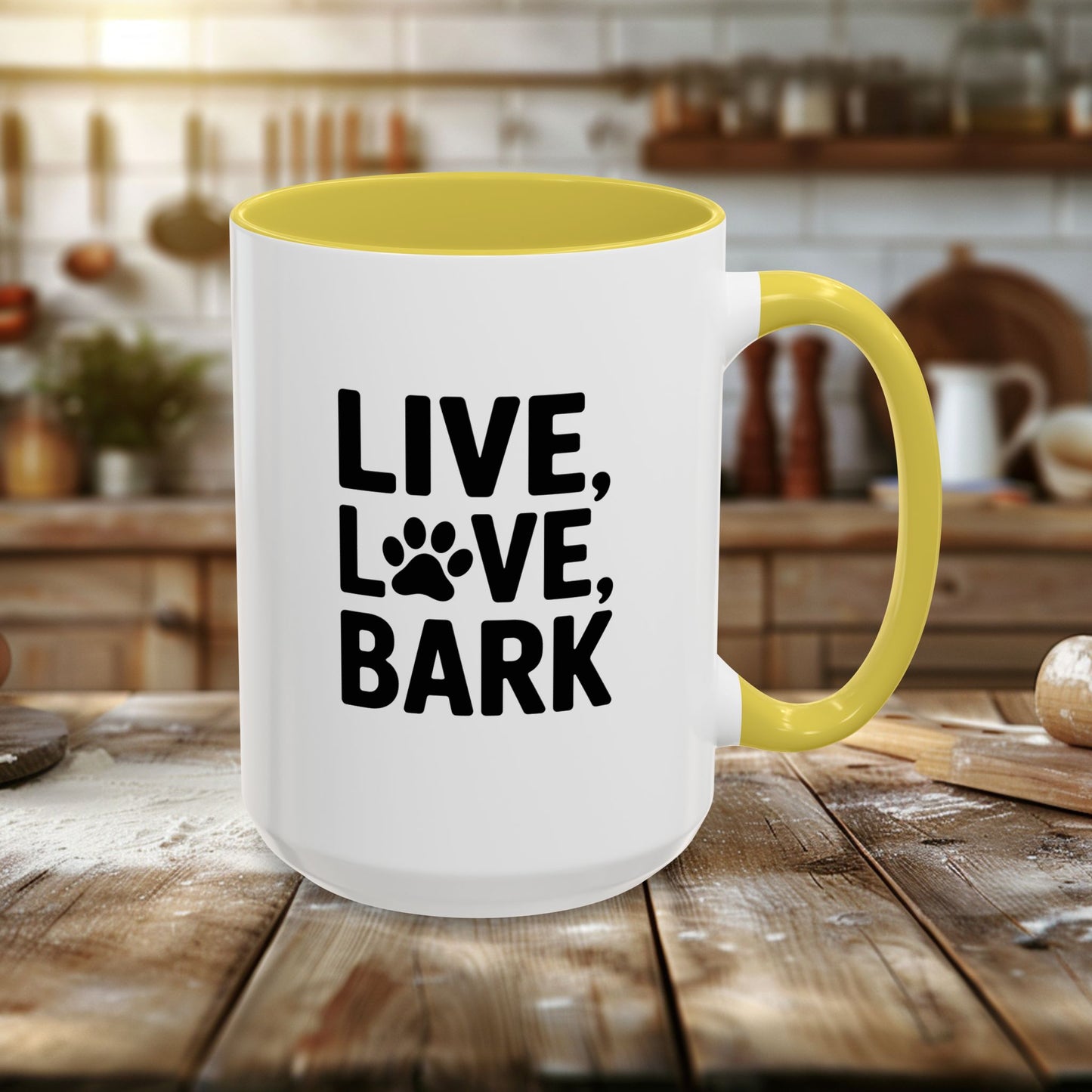 colorful mugs (11oz, 15oz) - live love bark | funny dog lover gift | cute pet quote design