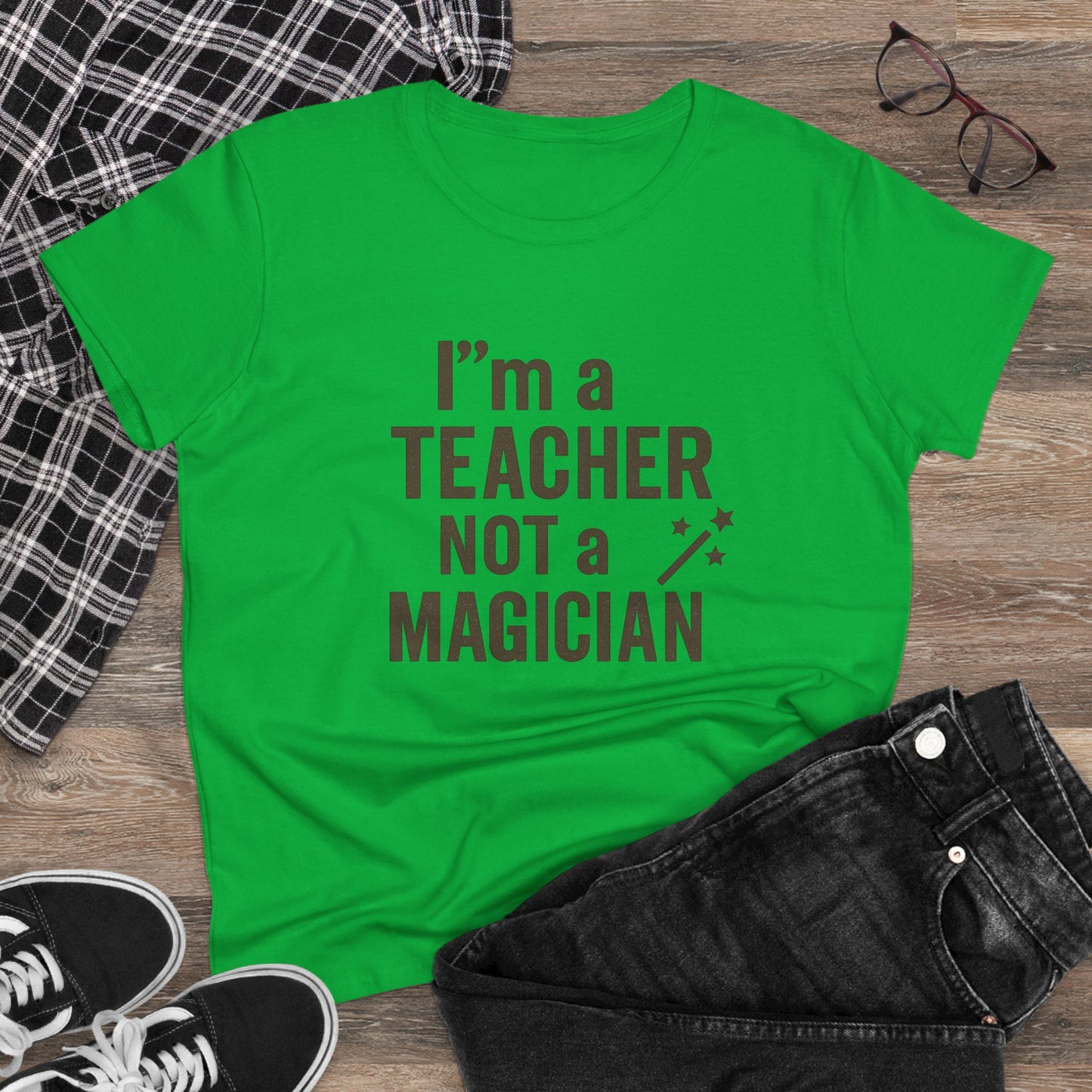 women's cotton tee - i'm a teacher not a magician. teachers with attitude.