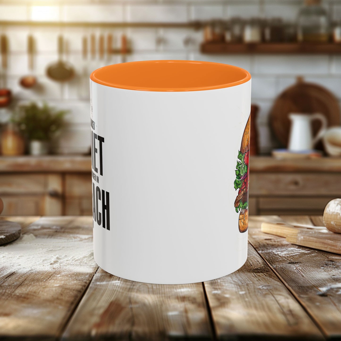 colorful mugs (11oz, 15oz) - a balanced diet is a burger in each hand - funny food quote