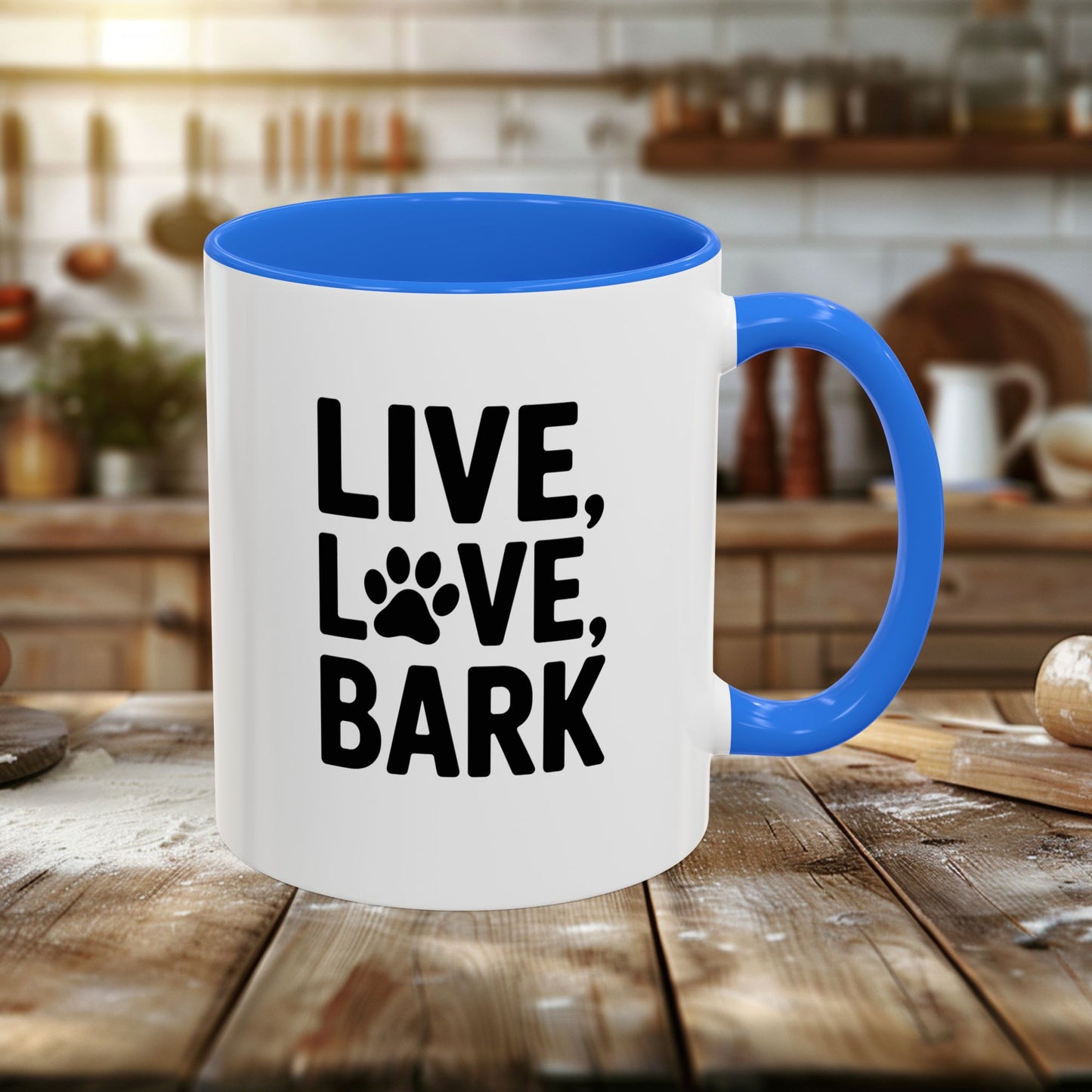colorful mugs (11oz, 15oz) - live love bark | funny dog lover gift | cute pet quote design