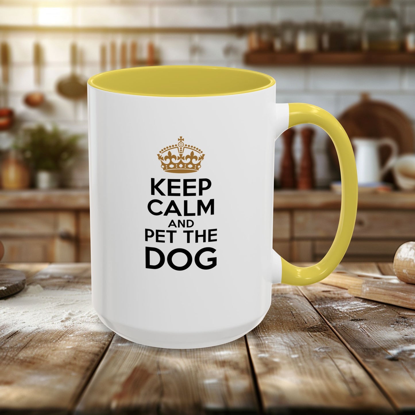 colorful mugs (11oz, 15oz) - keep calm and pet the dog | funny dog lover gift | cute pet quote design