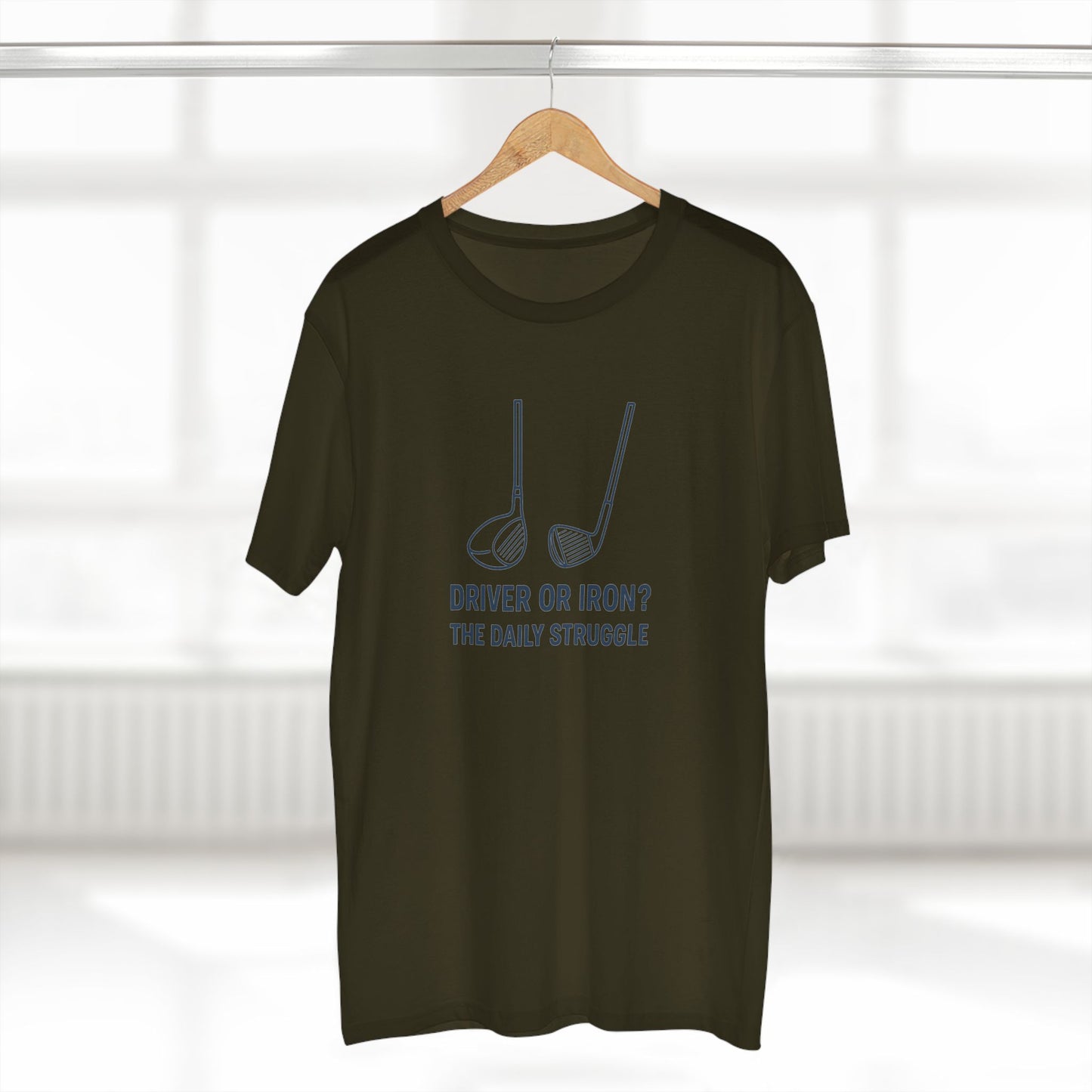 men's stable tee: driver or iron? the daily struggle. golf t-shirt.