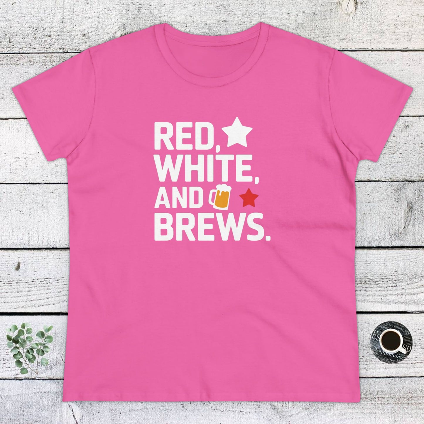 women's t-shirt, women's tee, funny gift, red white and brews!