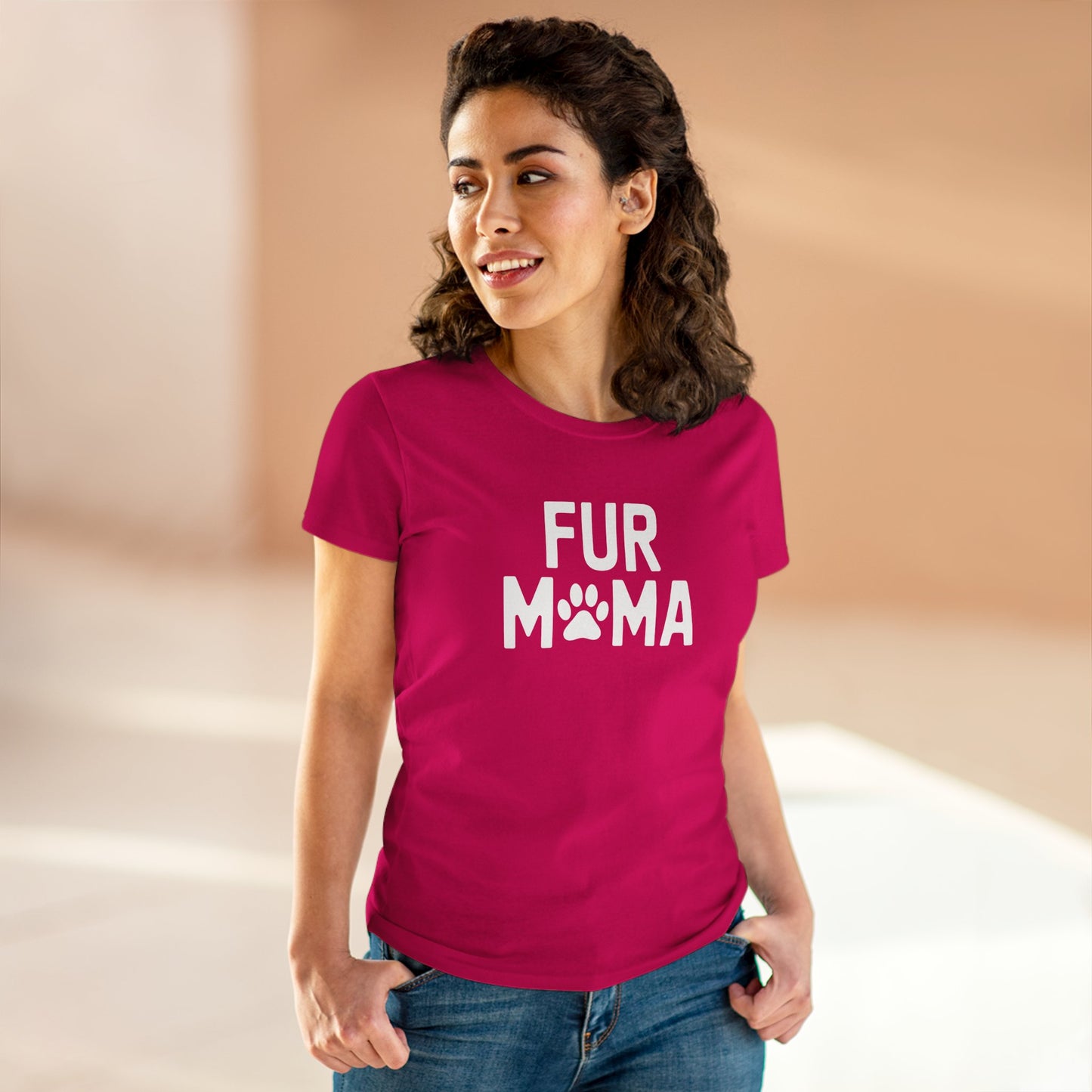 women's midweight cotton tee - fur muma | funny dog lover gift | cute pet quote design