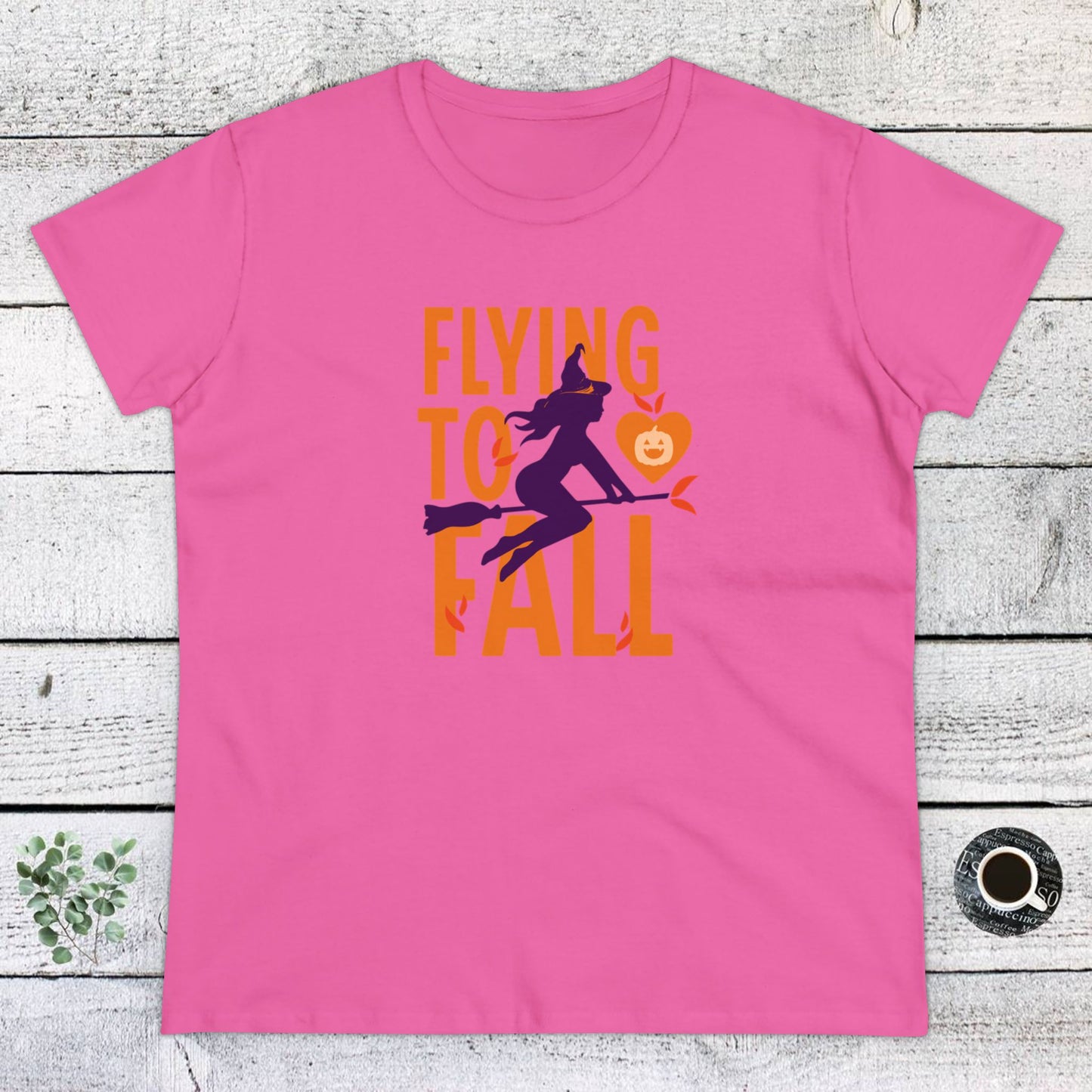 women halloween t-shirt, women tee, falling in love - witch riding broom, halloween gift