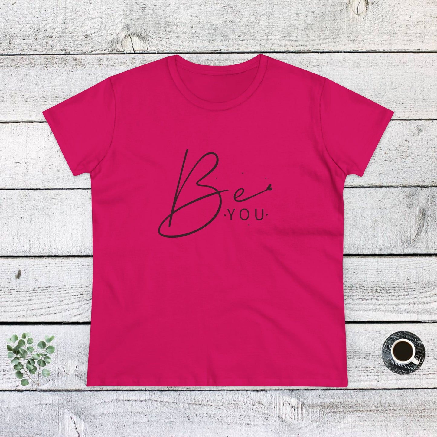 women's midweight cotton tee - be you - simple and powerful self-love quote