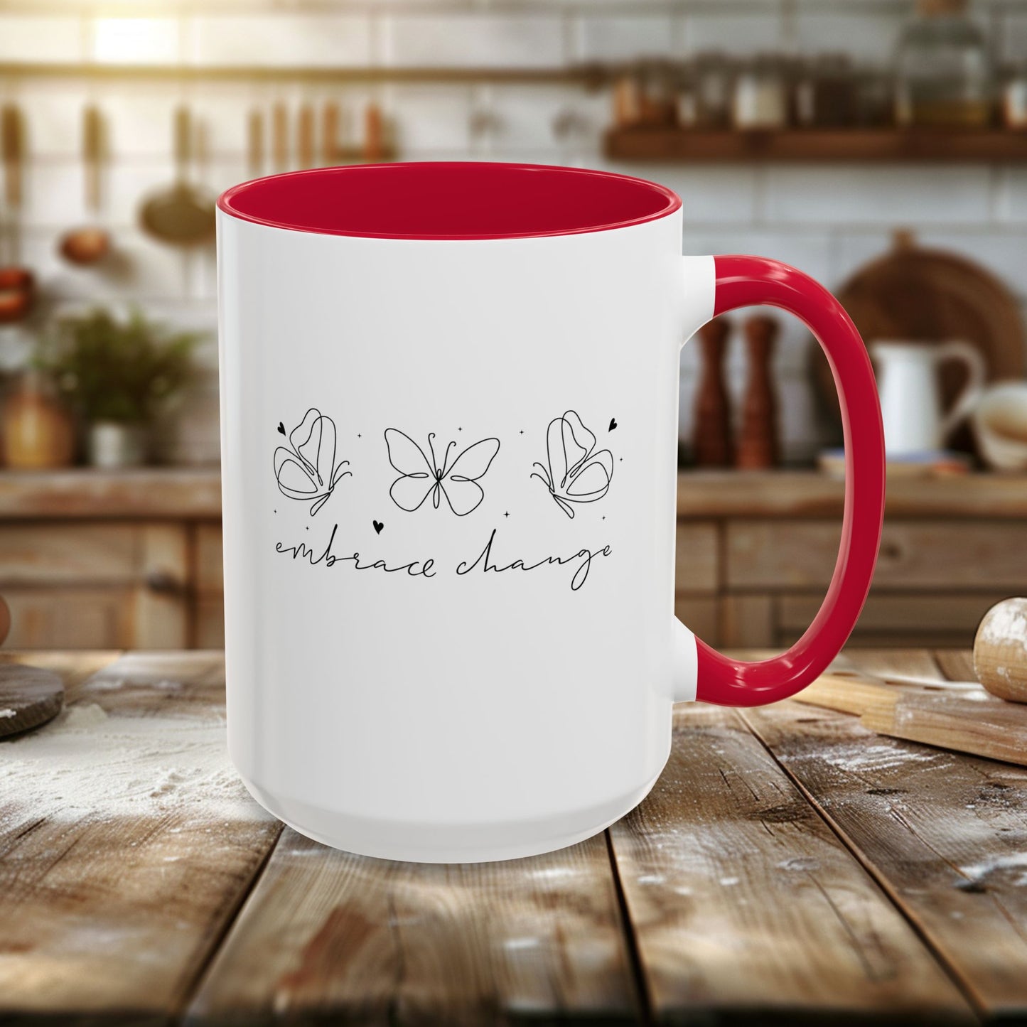 colorful mugs (11oz, 15oz) - embrace change - growth mindset quote