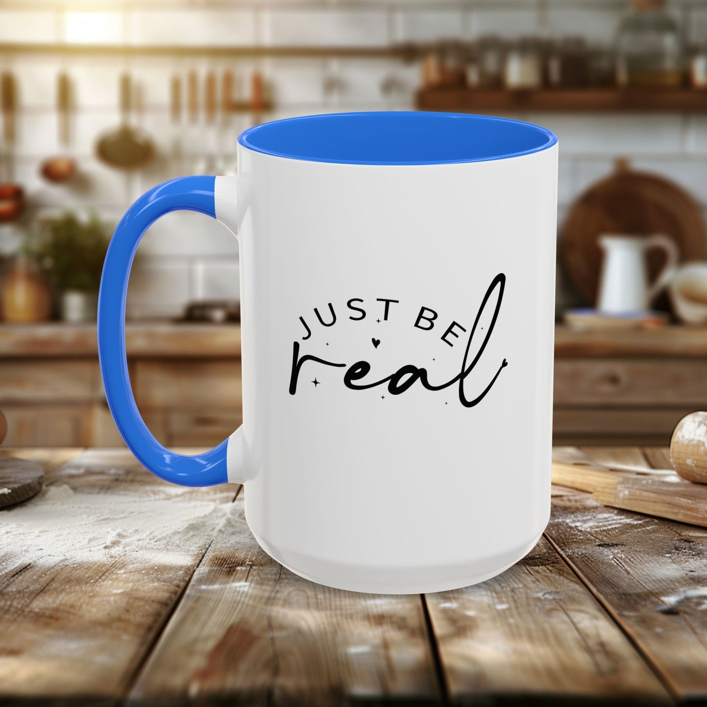 colorful mugs (11oz, 15oz) - just be real - authentic living quote