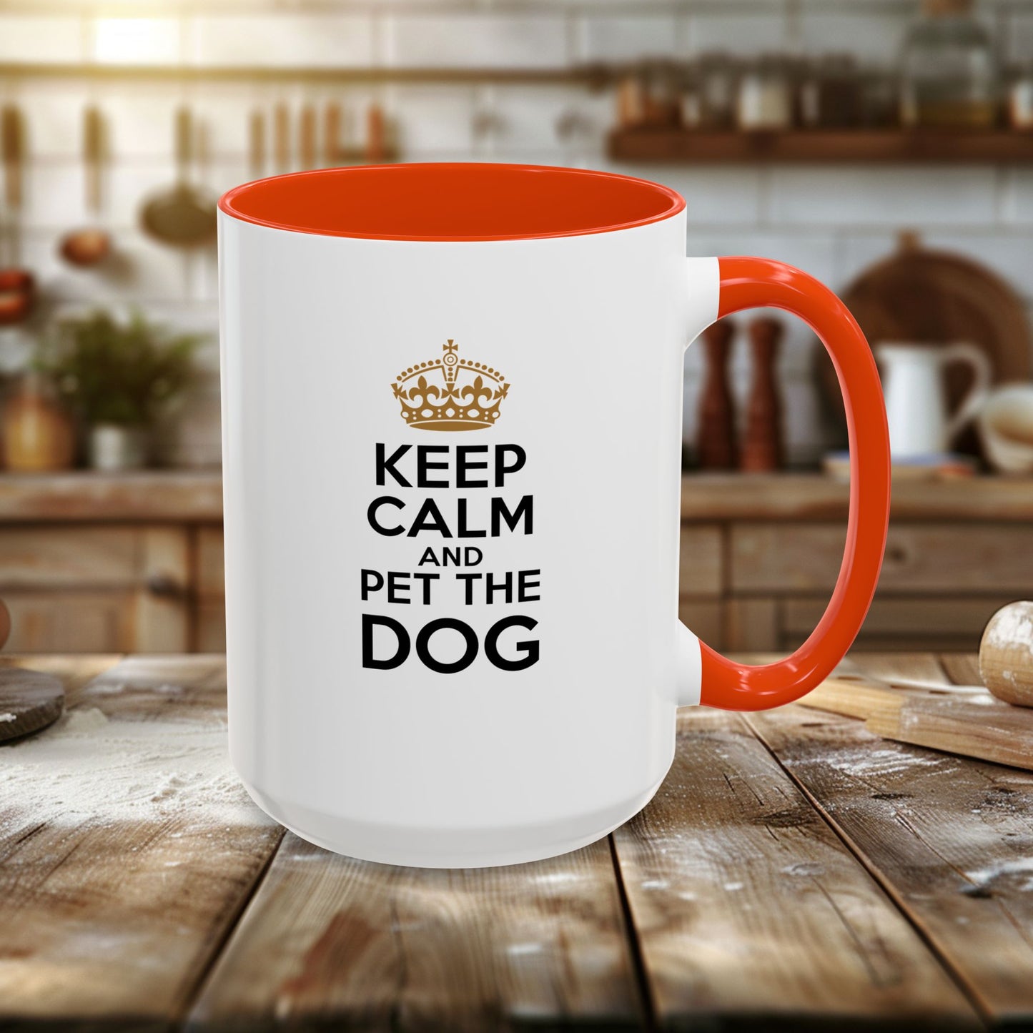 colorful mugs (11oz, 15oz) - keep calm and pet the dog | funny dog lover gift | cute pet quote design