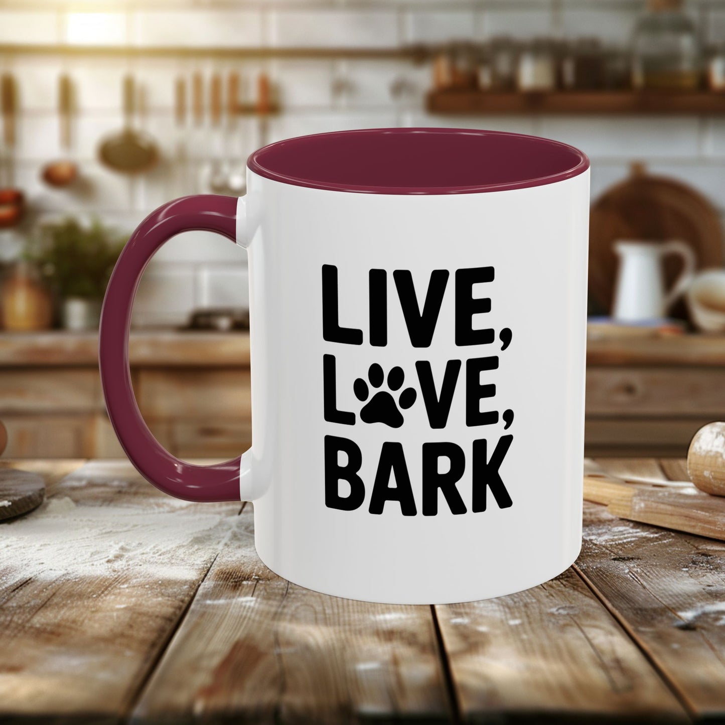 colorful mugs (11oz, 15oz) - live love bark | funny dog lover gift | cute pet quote design