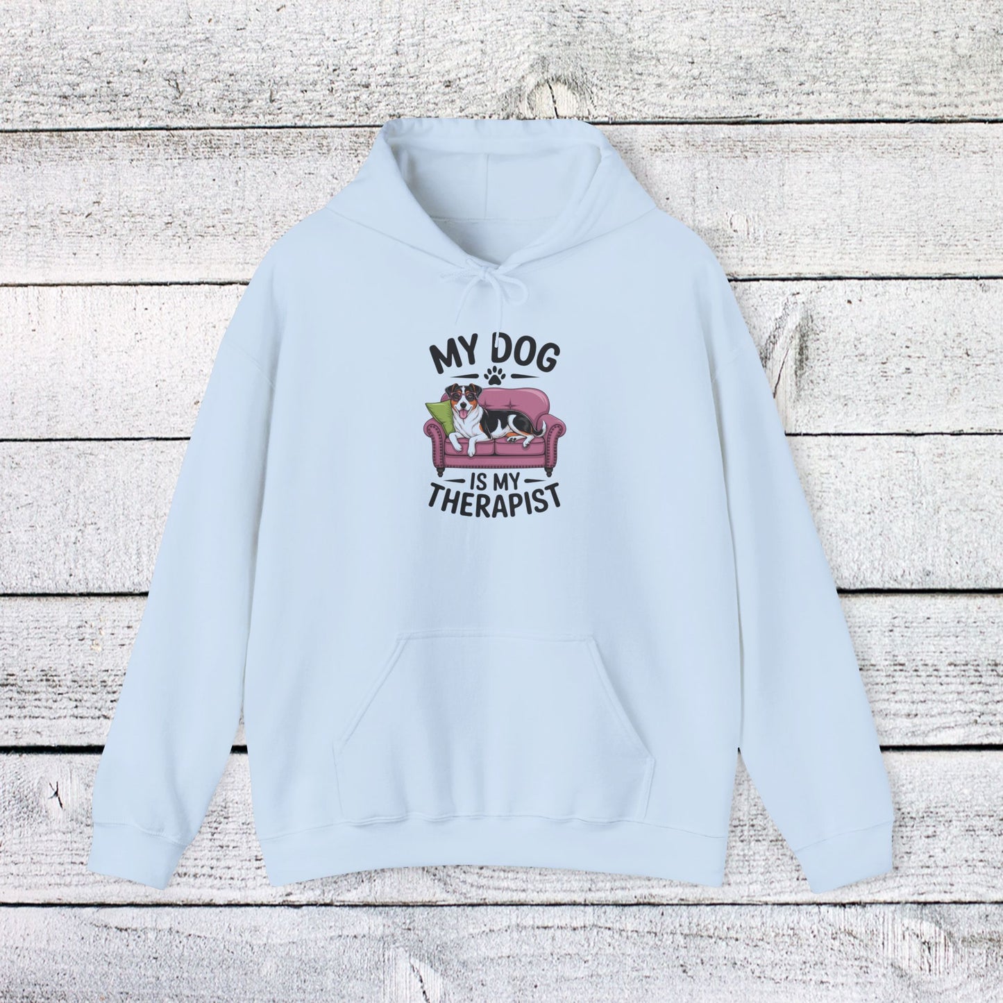 unisex heavy blend™ hooded sweatshirt - my dog is my therapist | funny dog lover gift | cute pet quote design