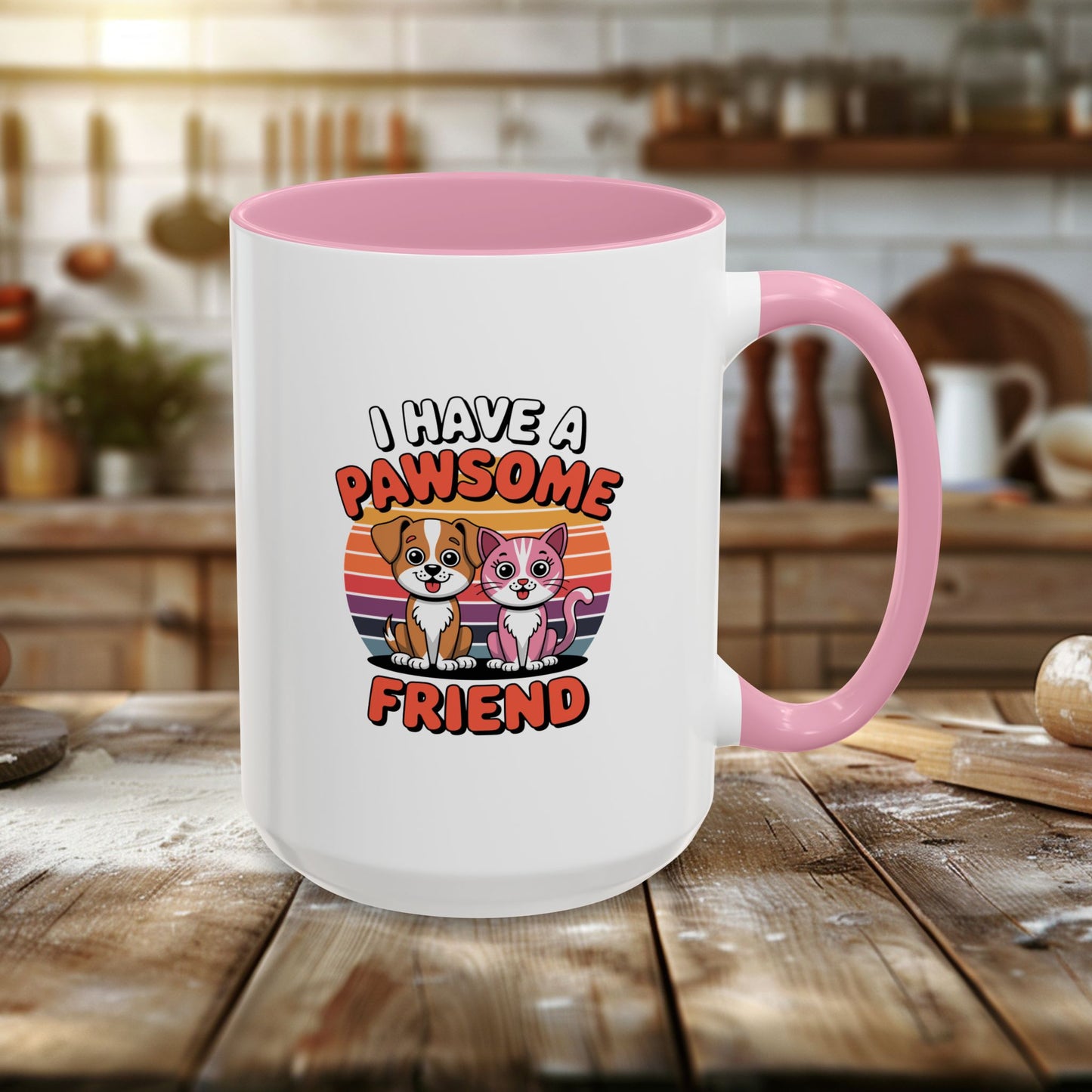 colorful mugs (11oz, 15oz) - i have a pawesome friend | funny dog lover gift | cute pet quote design