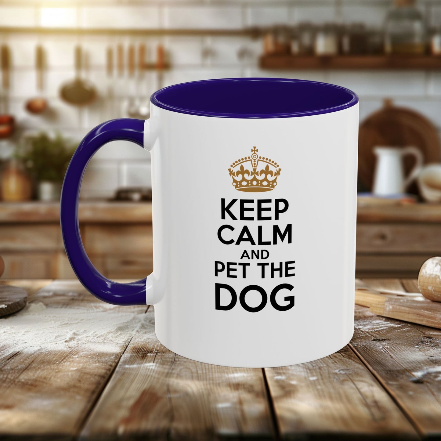 colorful mugs (11oz, 15oz) - keep calm and pet the dog | funny dog lover gift | cute pet quote design