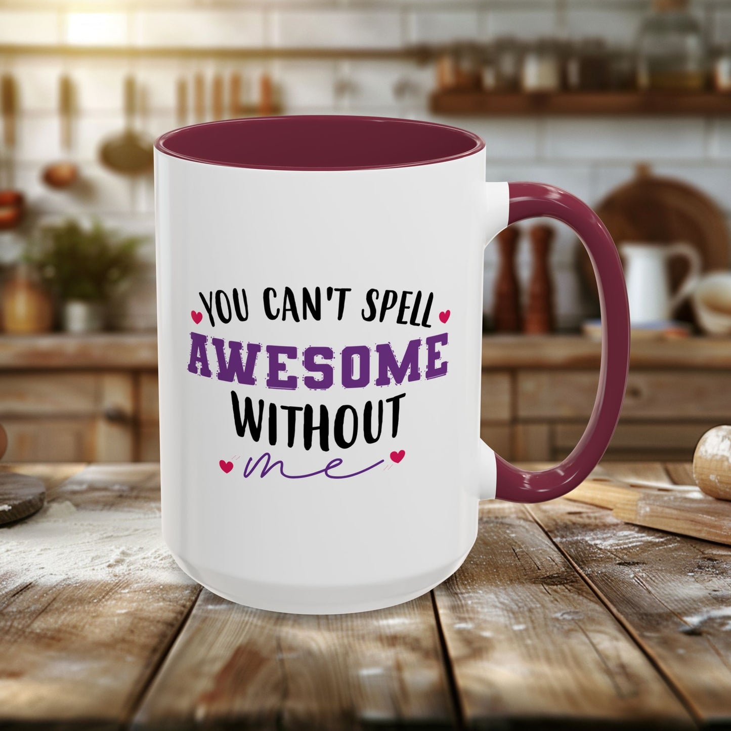 colorful mugs (11oz, 15oz) - you can’t spell awesome without me - funny confidence quote