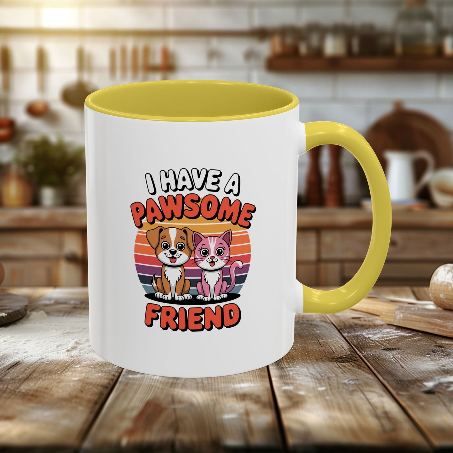 colorful mugs (11oz, 15oz) - i have a pawesome friend | funny dog lover gift | cute pet quote design